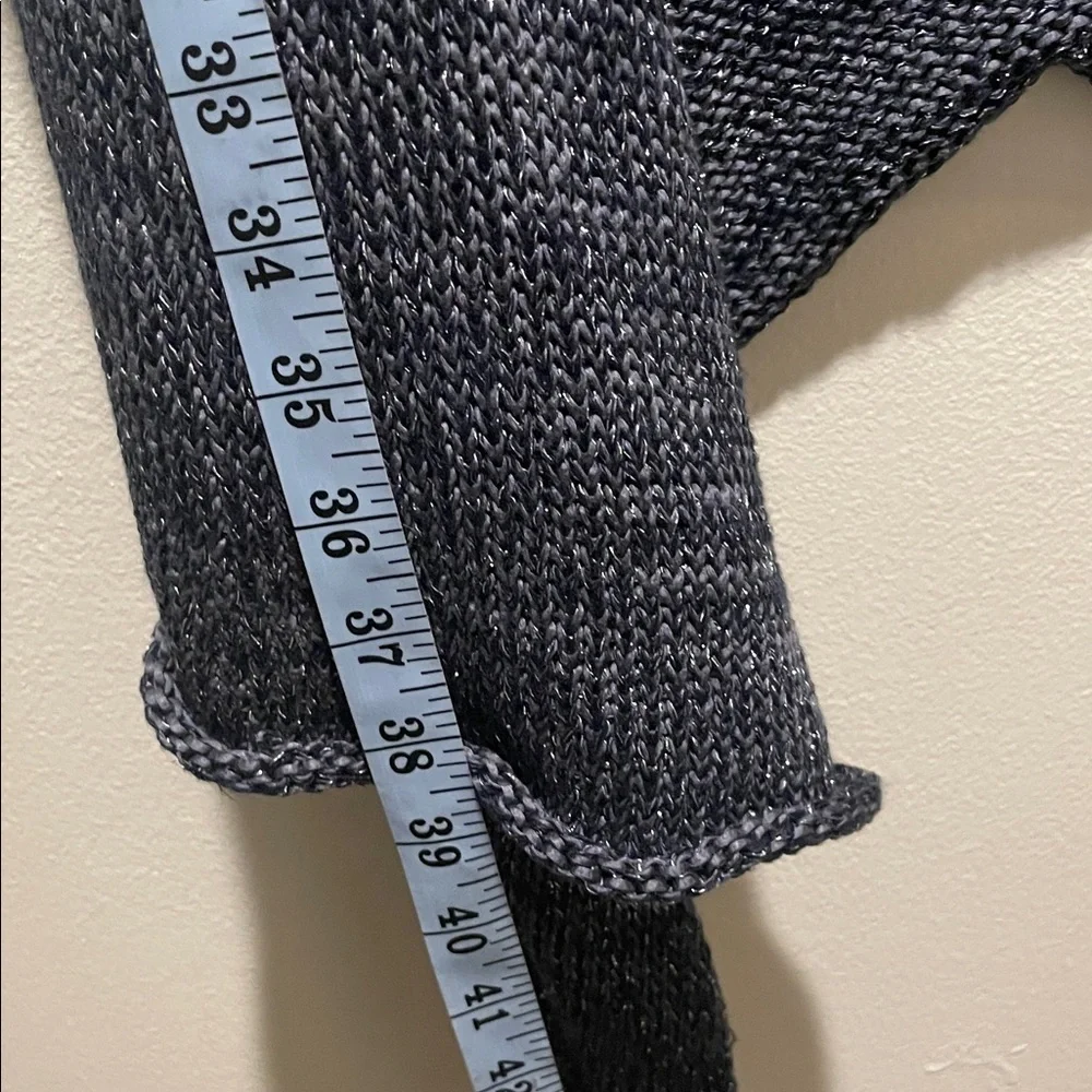 Skif Skifo Metallic Threaded Navy Open Front Lagenlook Asymmetrical Cardigan